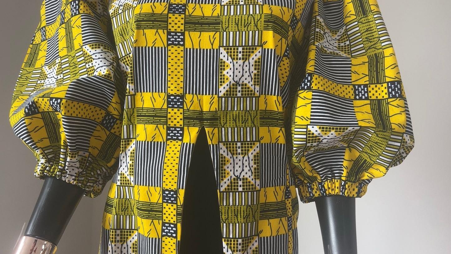 Ankara Long Top with slit in the Front