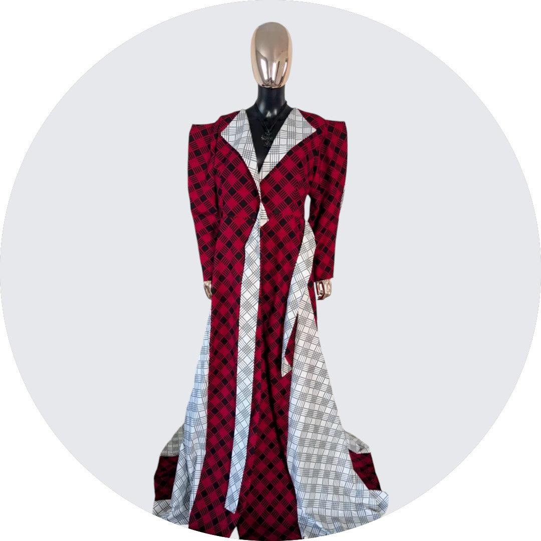Ankara Wrapped dress with Split Pointed Sleeves