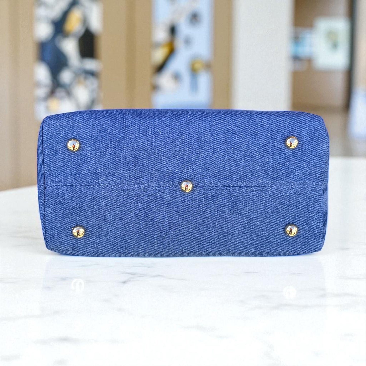 Denim Elegance Kiss-Lovk Clutch – Gold & Pearl Edition by Outfits & Accessories by Mai B! LLC