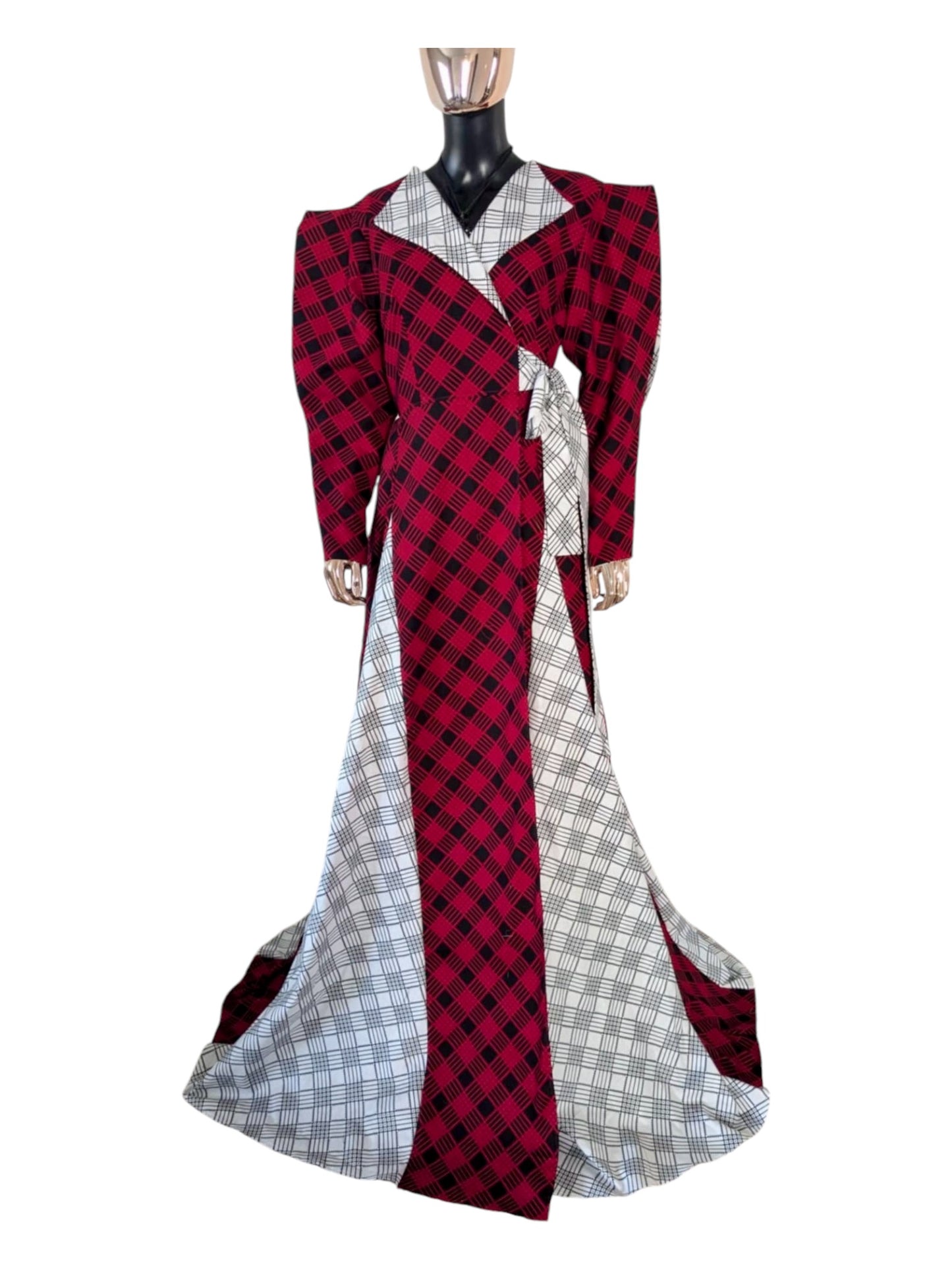 Ankara Wrapped dress with Split Pointed Sleeves