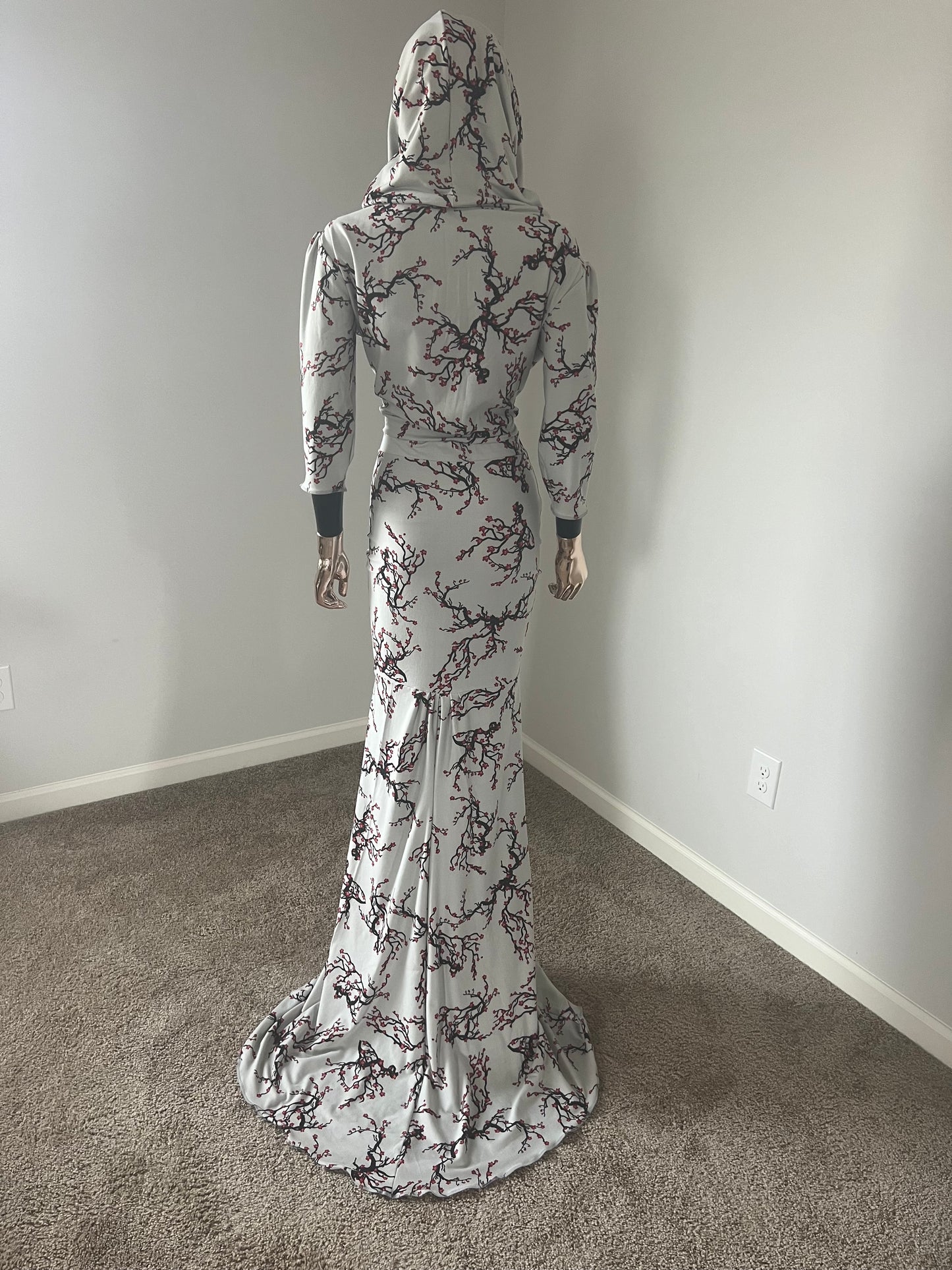 Crop Top Cowl Draped Scoop Neck W/ Long fitted flare in back Skirt