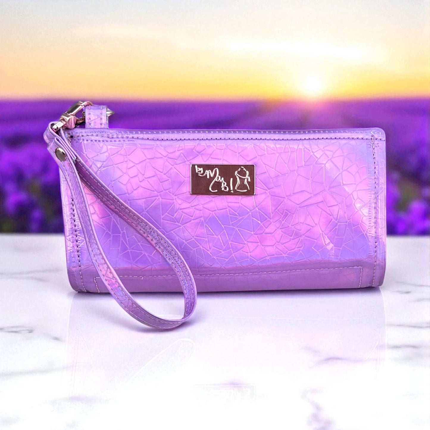 Black Croc & Bubblegum Pink Vinyl Necessary Clutch Wallet w/ Wristlet