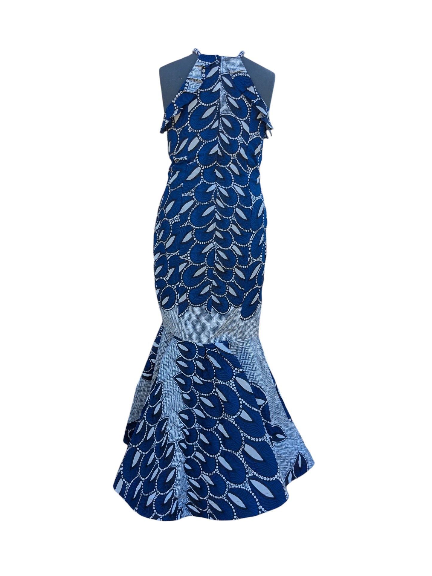 Beaded String Fitted Peacock Print Ankara