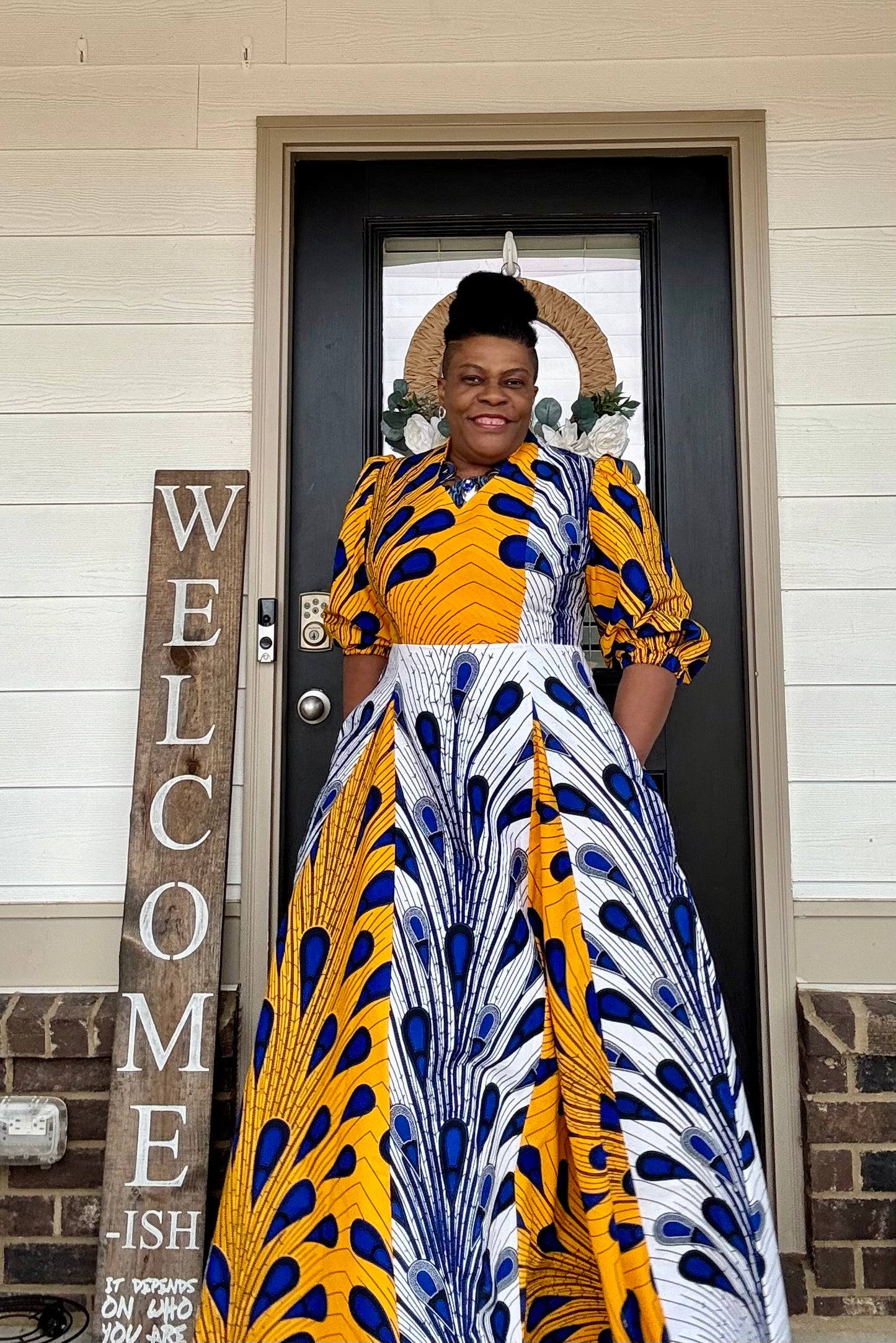 Ankara Peacock Bustier Flare Dress
