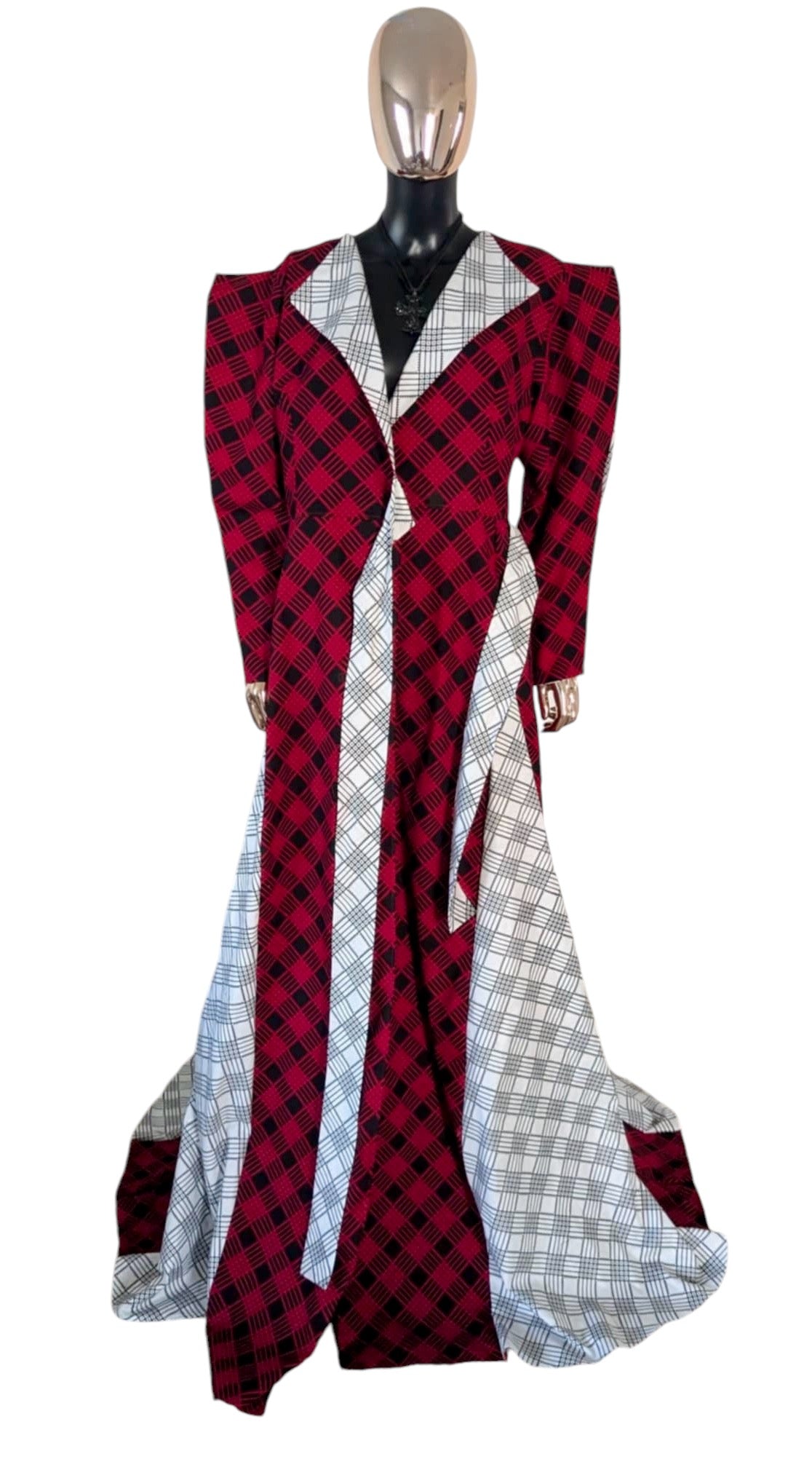 Ankara Wrapped dress with Split Pointed Sleeves