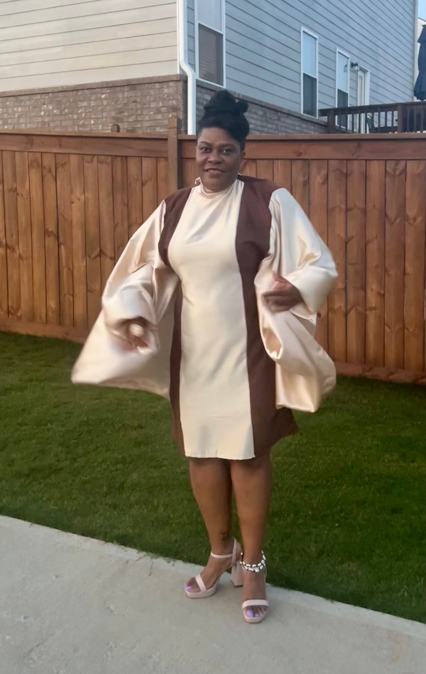 Batwing/Cowl Kaftan Dress w/ Collar Scarf