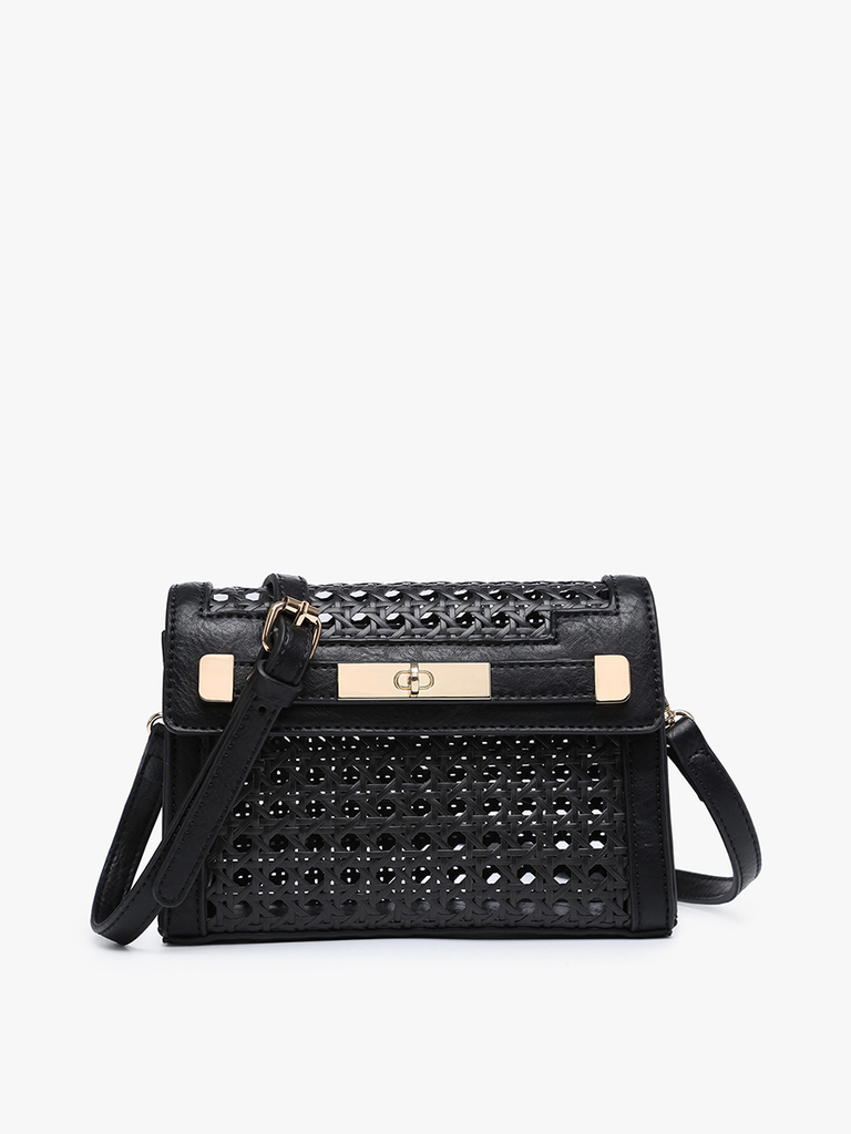 Etta Rattan Crossbody w/ Vegan Leather Accents