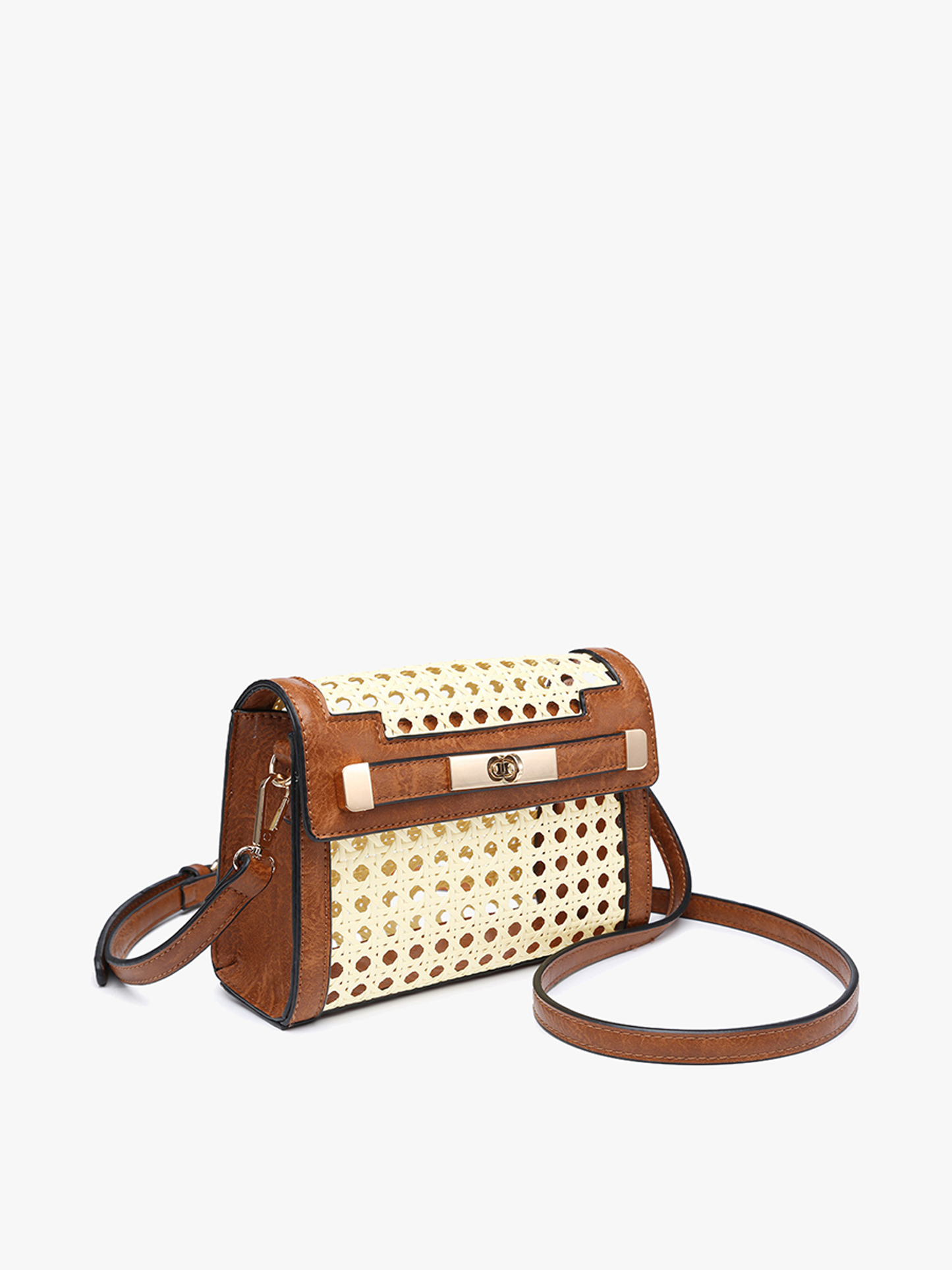 Etta Rattan Crossbody w/ Vegan Leather Accents