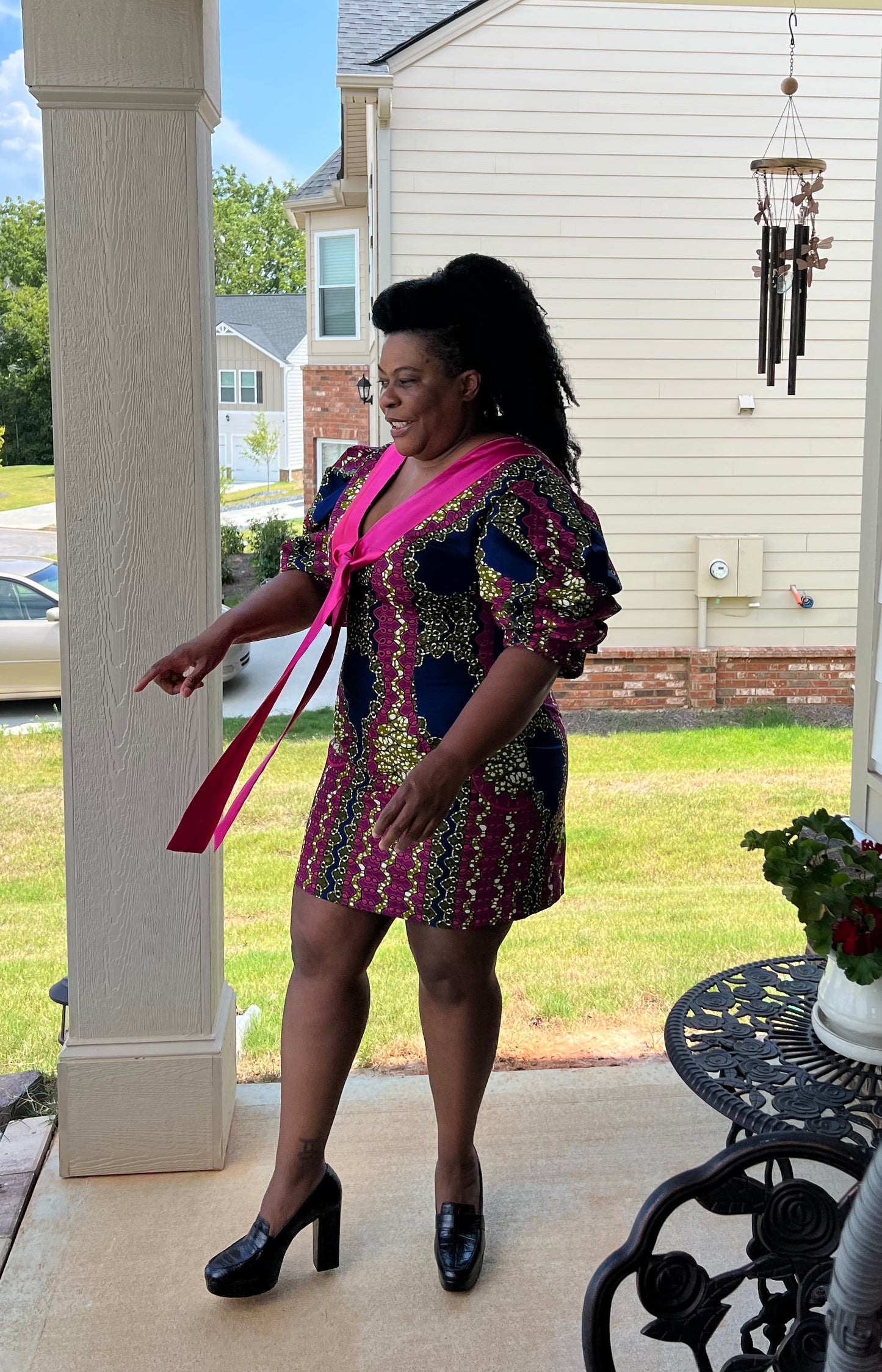 Ankara Print Dress with large sleeves