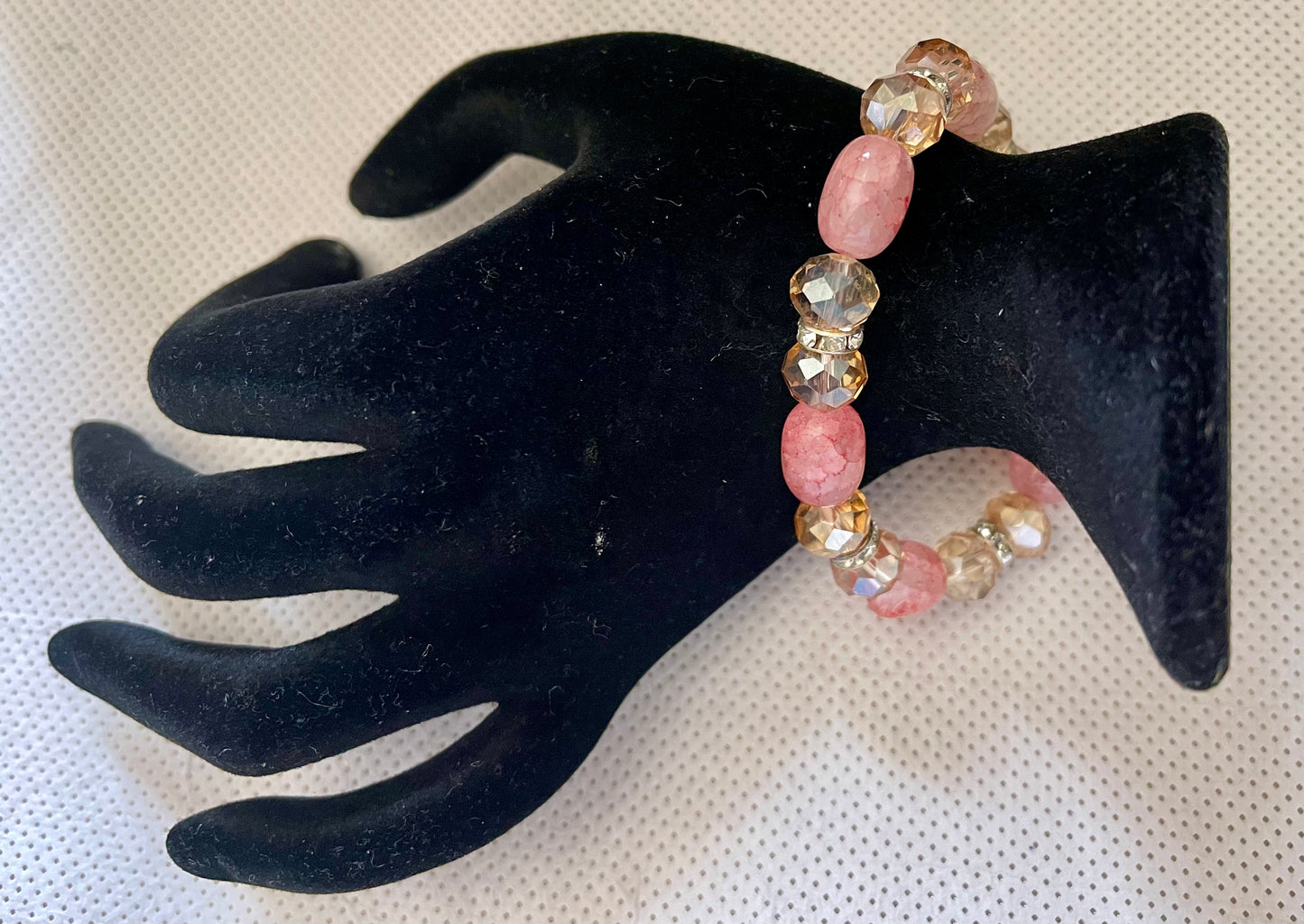 Lite Pink & Tan Sunstone Bracelet