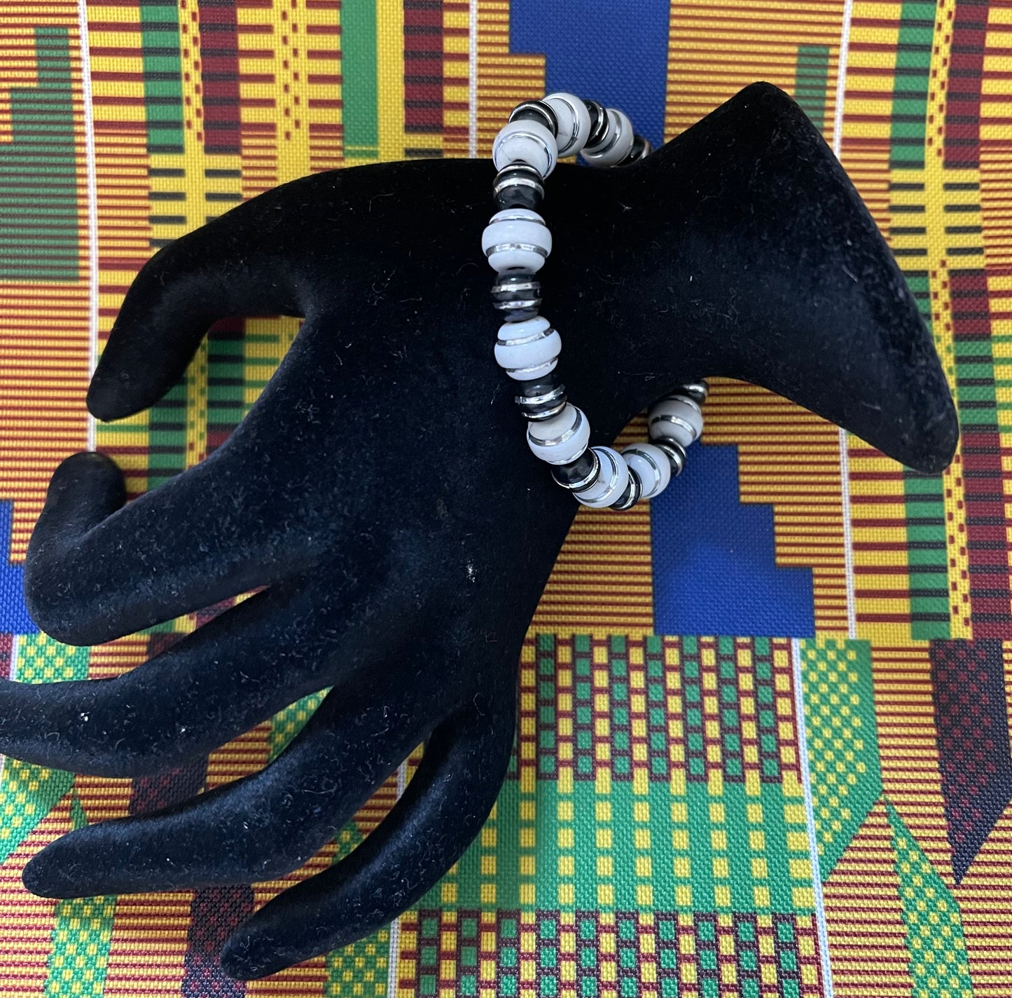 Silver w/ Black Crystal Bracelet