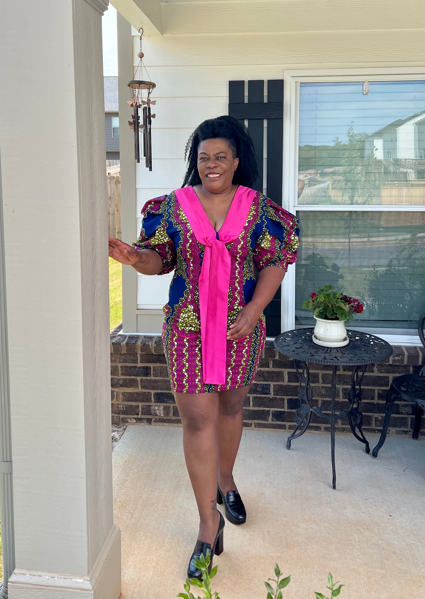 Ankara Print Dress with large sleeves