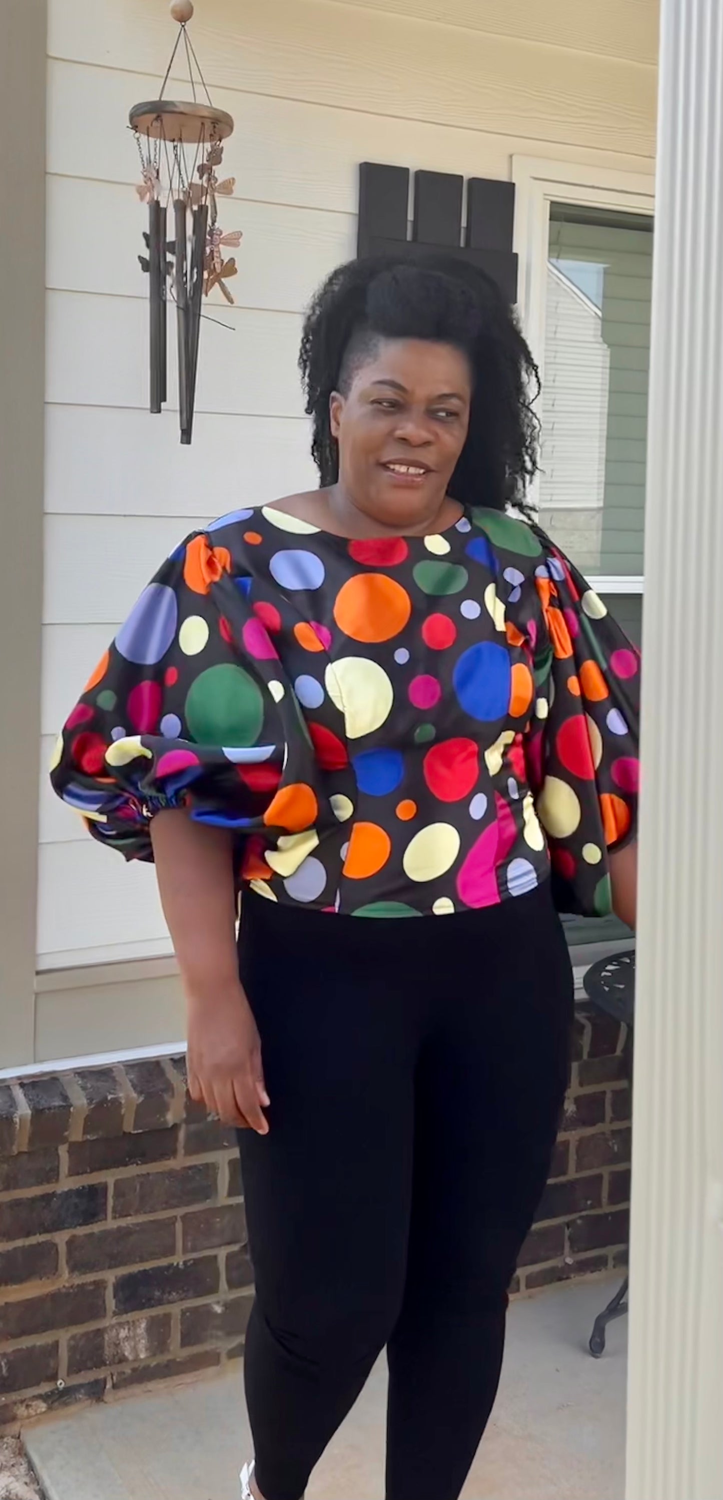 Multi Color Polka Dots Silk Print Blouse