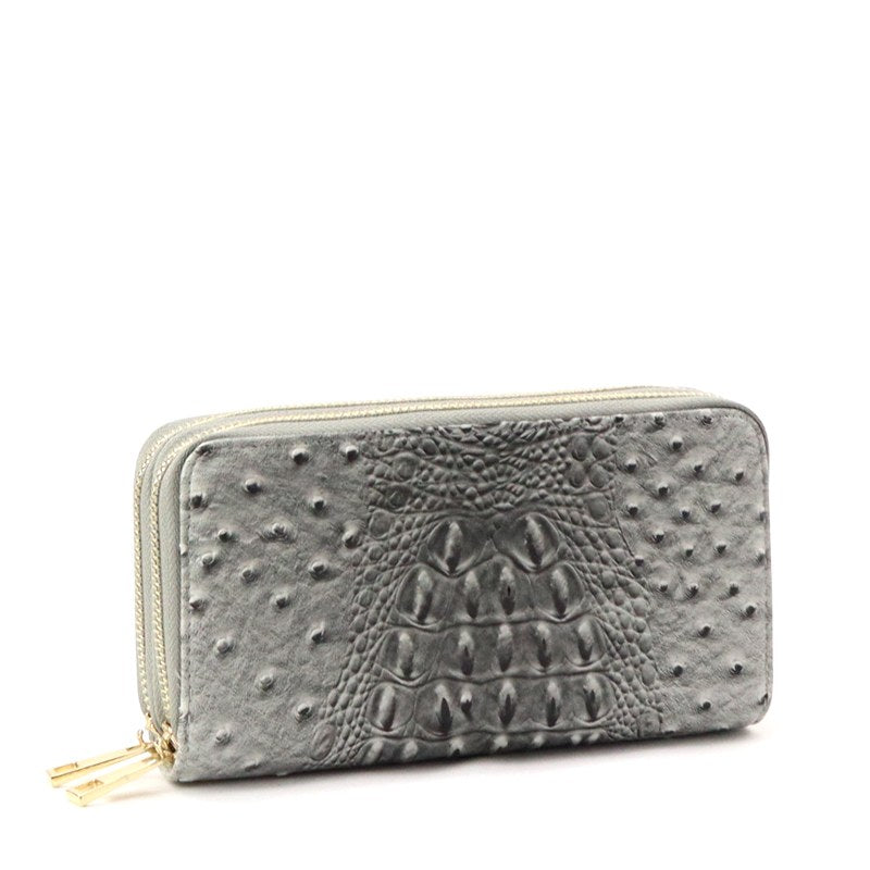 Croc Wallet w/ Wrist Strap (Grey)