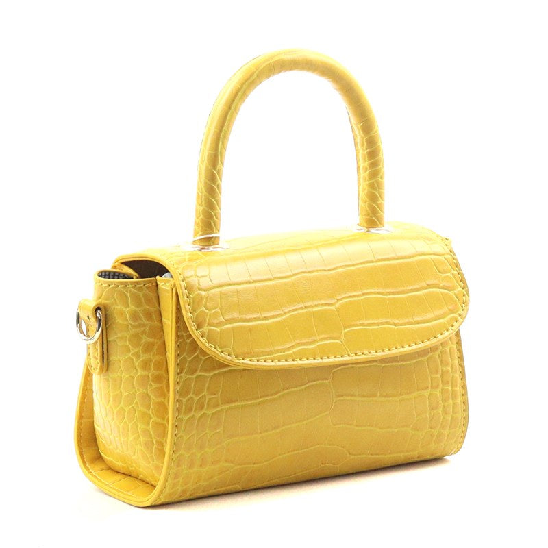 Croc Embossed Faux Leather Clutch