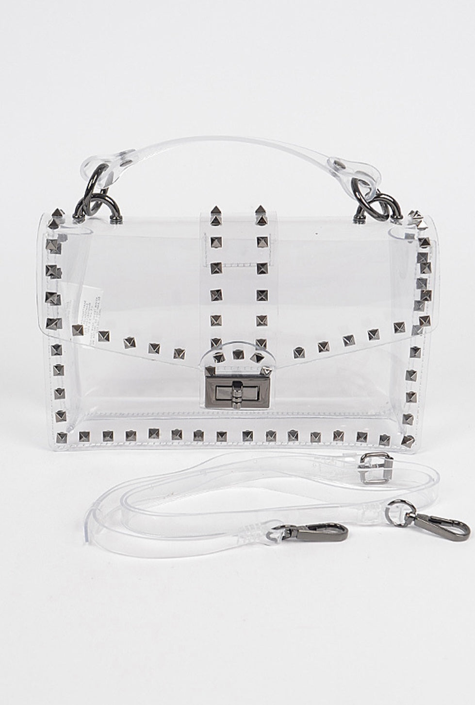 Clear Crossbody Bag w/Gun Metal Grey Studs