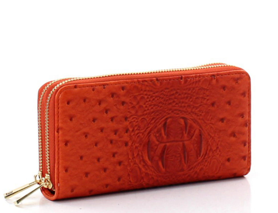 Croc Wallet w/ Wrist Strap (Orange)