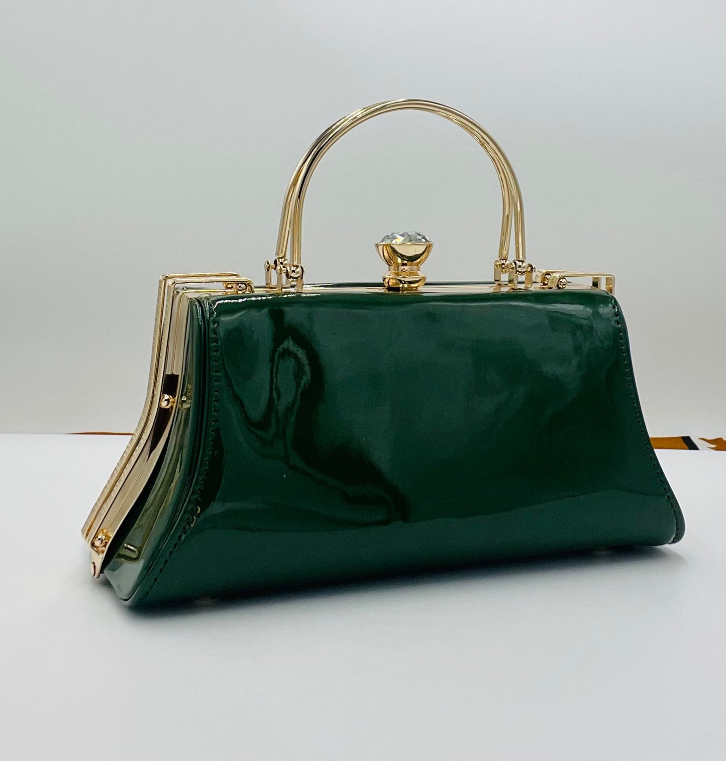 Glossy Finished Ageless Fashion Tote w/ Gold Tone Handles (Green)