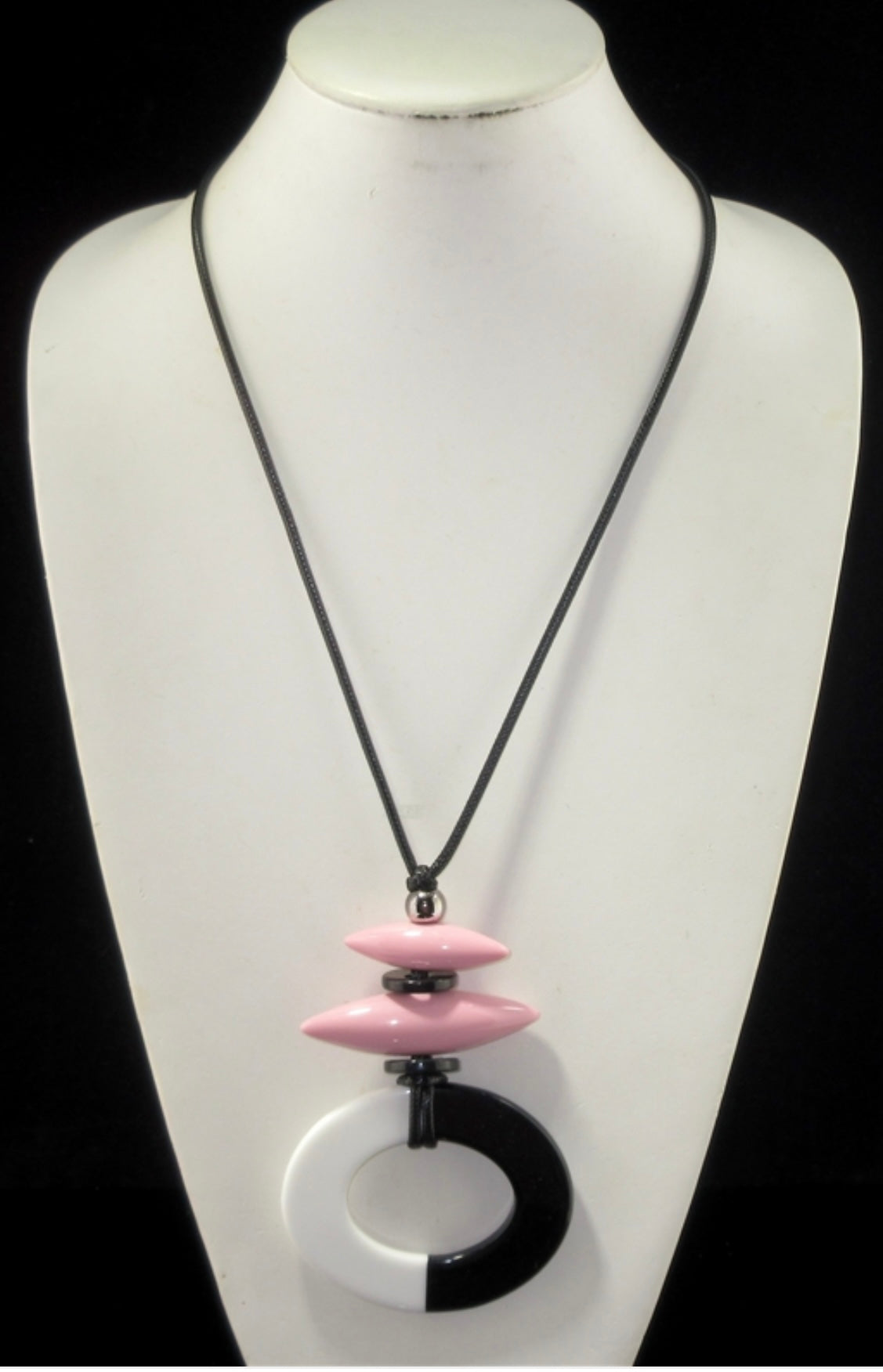 Acrylic Open Oval Slide Cord Long Necklace