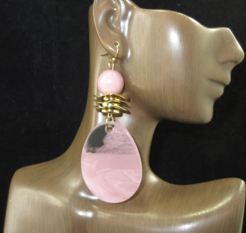 Pink Antique Acrylic Dangle Earrings