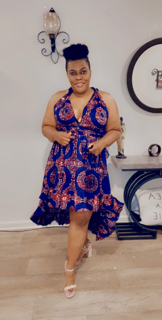 Ankara Print Infinity High/Low Dress