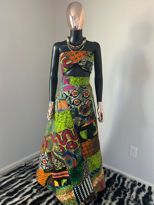 Ankara Fabric Patch Work Flare Skirt