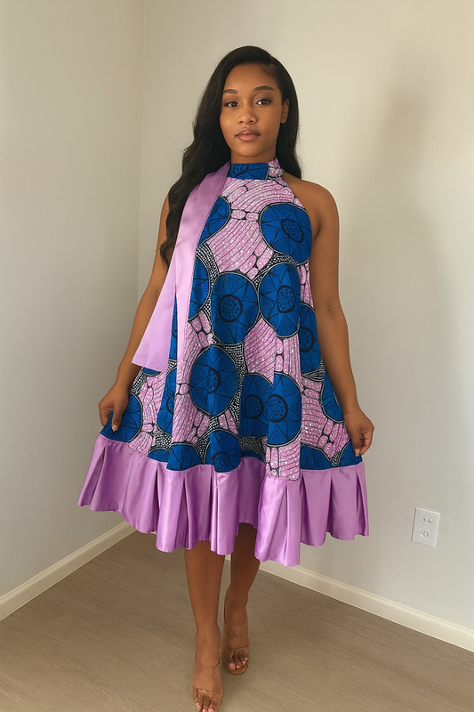 Flare Halter top Ankara Print Dress