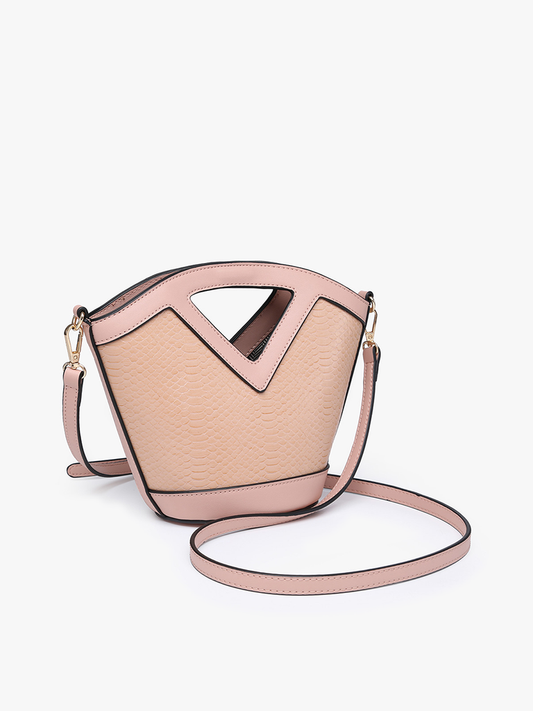 Ashlyn Snake-Textured Bucket Bag/Crossbody