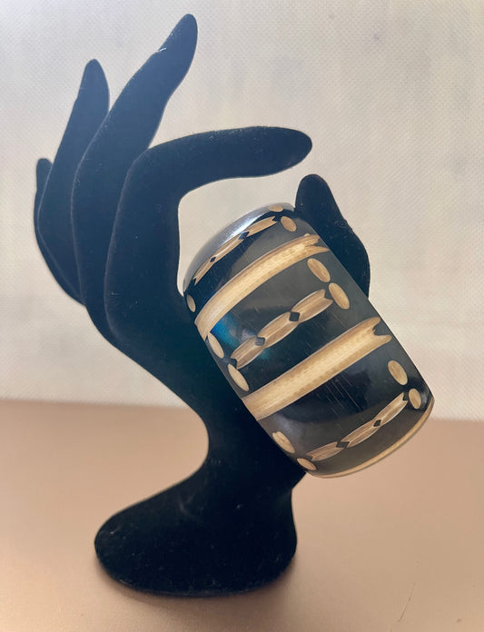Black & Tan Large Wooden Bangle
