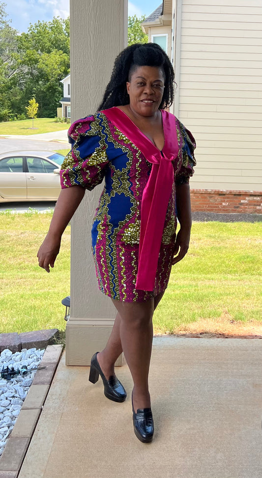 Ankara Print Dress with large sleeves