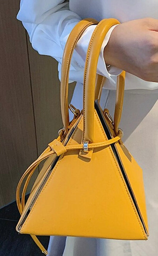 Pyramid Draw String Satchel Tote (yellow)