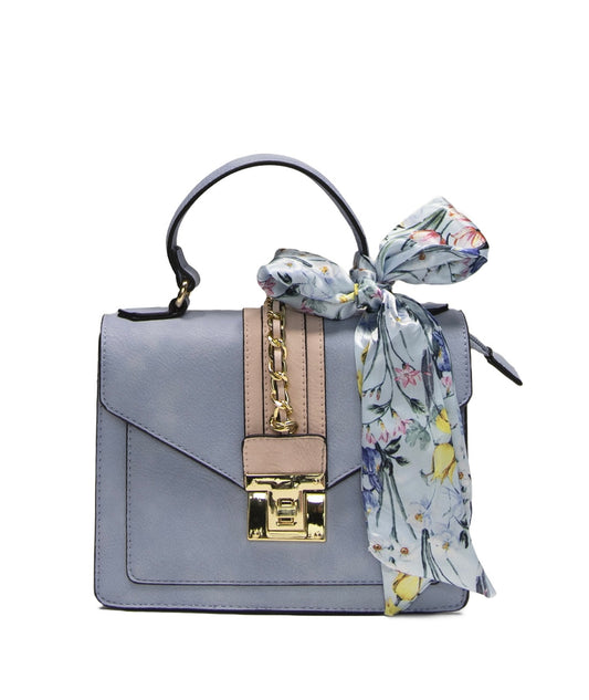 Two Tone Chic Tote w/ Scarf (Lavendar/Teal)