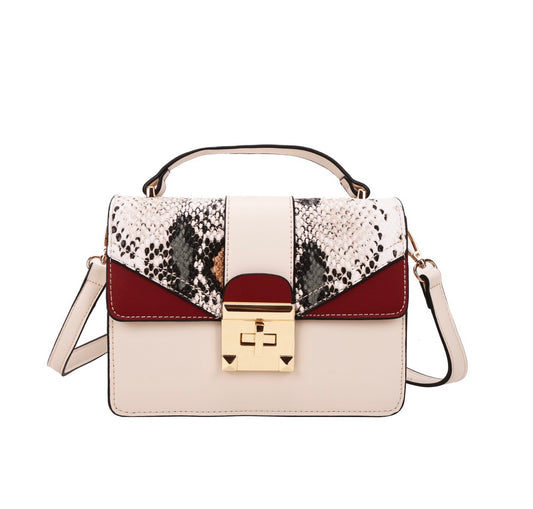 Croc Mini Tote (Burgundy/Peach/Off White)