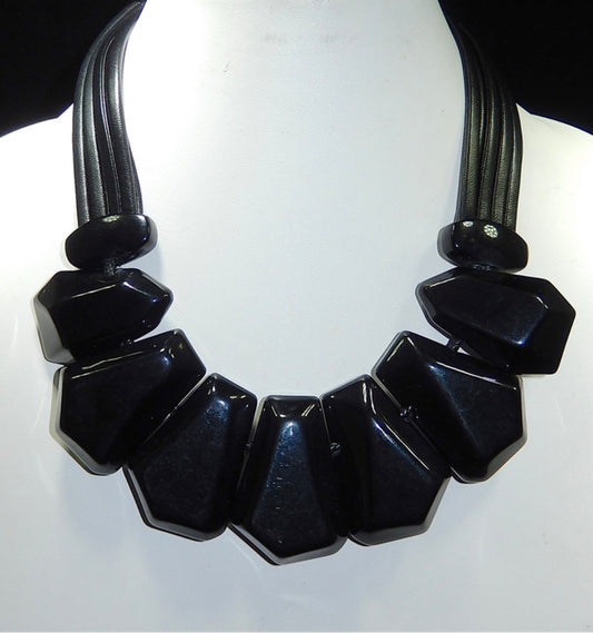 Acrylic Black Cord Necklace