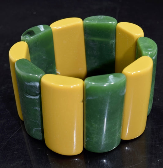 Acrylic Yellow/Green Stretch Bracelet