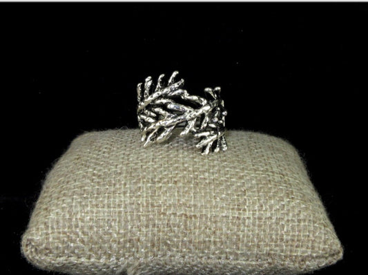 Antique Silver Olive Branch Stretch Ring