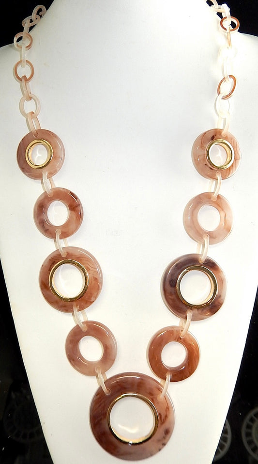 Tan/Brown Chain Link Acrylic Abstract Necklace