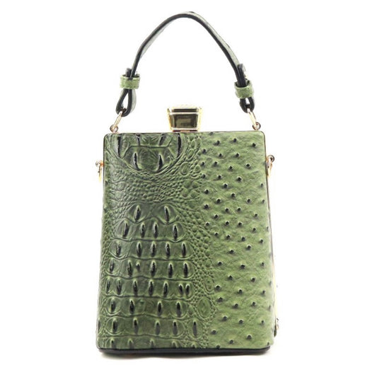 Jackie O: Jackie's O 50's Vintage Style Croc Bag (Olive Green)